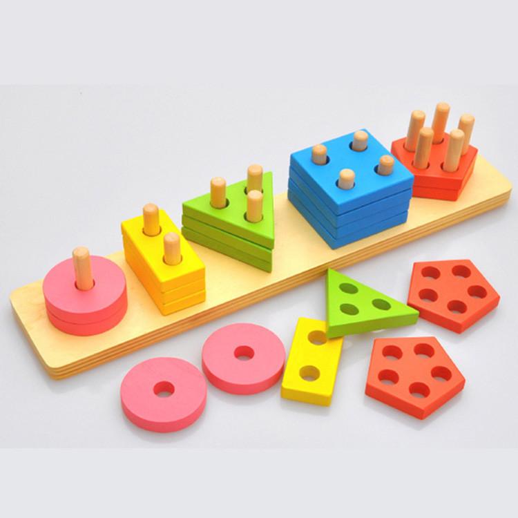 

Wooden Geometric Shape Building Blocks For Kids Educational Toy For Learning And Play