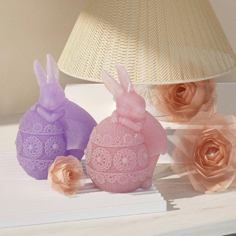 Candle Mold Aromatherapy Candle Mold 3D Bouncing Rabbit Plaster Epoxy Mold for DIY Crafts Soap Present Candle Making