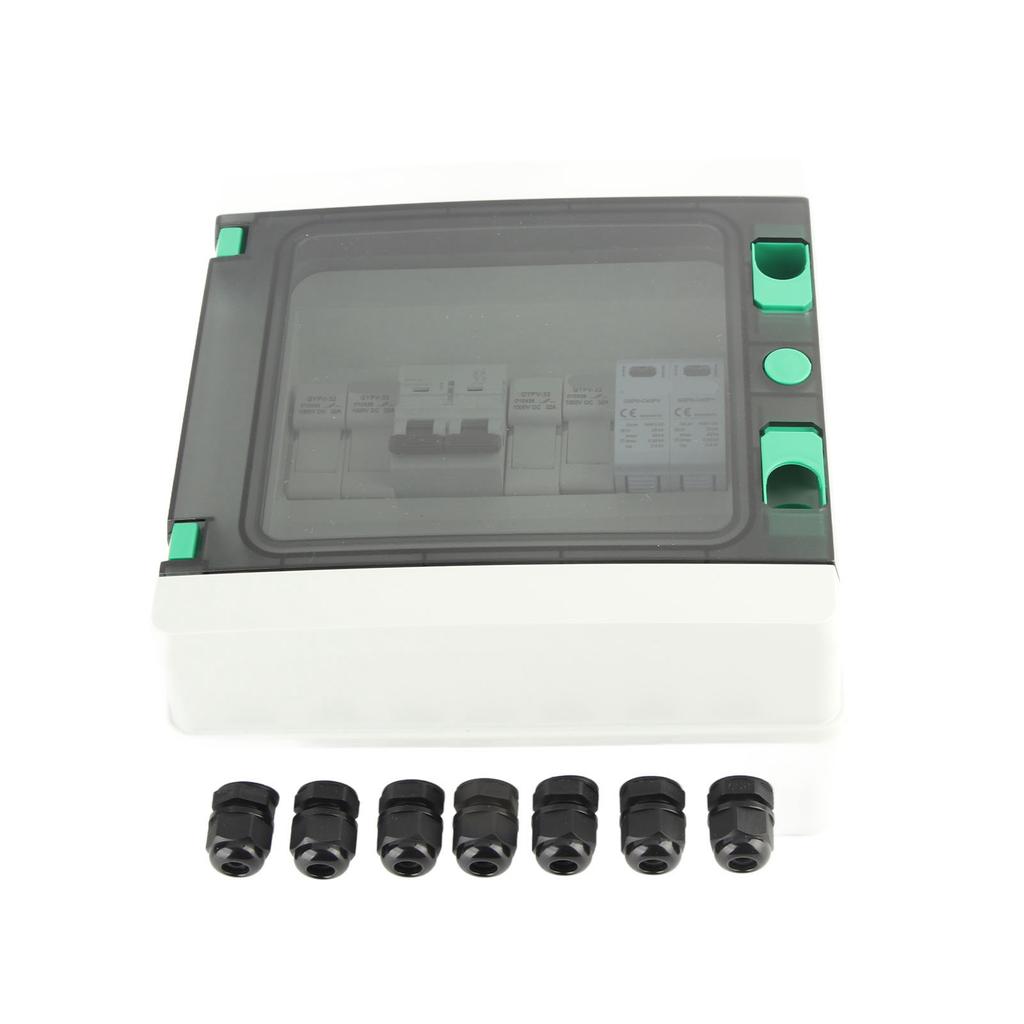 Solar PV Combiner Box 2 String Thunder Protection Circuit Breaker 2 In 1 Out DC550V IP65 Waterproof with MPPT Inverter