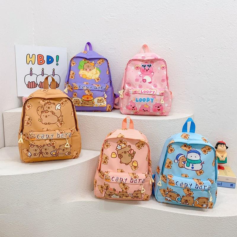 Kindergarten Primary School Students Schoolbag Cute Kapibara Boys And Girls Backpack Foreign Style Large Capacity Children'S Backpack Tide