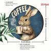 Retro-Hase mit Kaffee Metallposter Wandkunst für Zuhause Café Tierliebhaber Geschenk