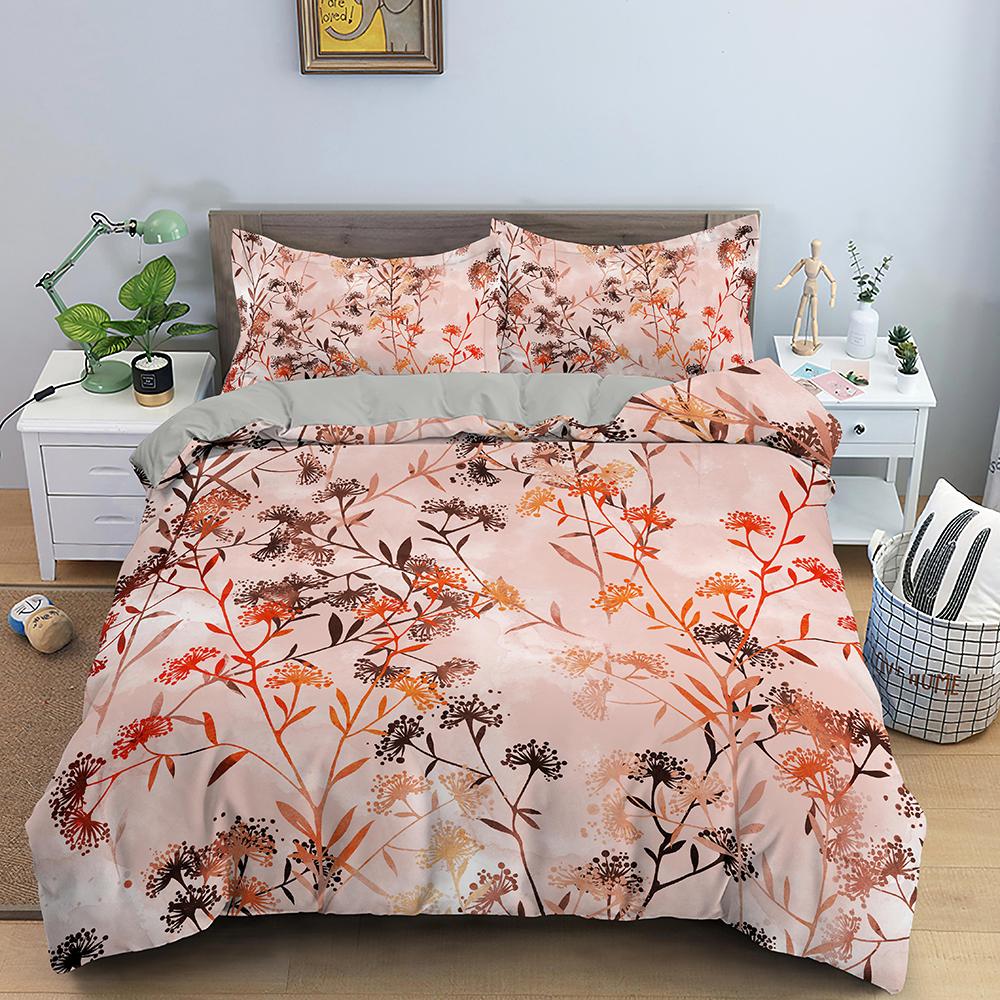 Tropical Leaves Butterfly Printed Duvet Cover Bedding Sets With Pillow Case Luxury Polyester Bedspread Queen/King Size Gift Blue