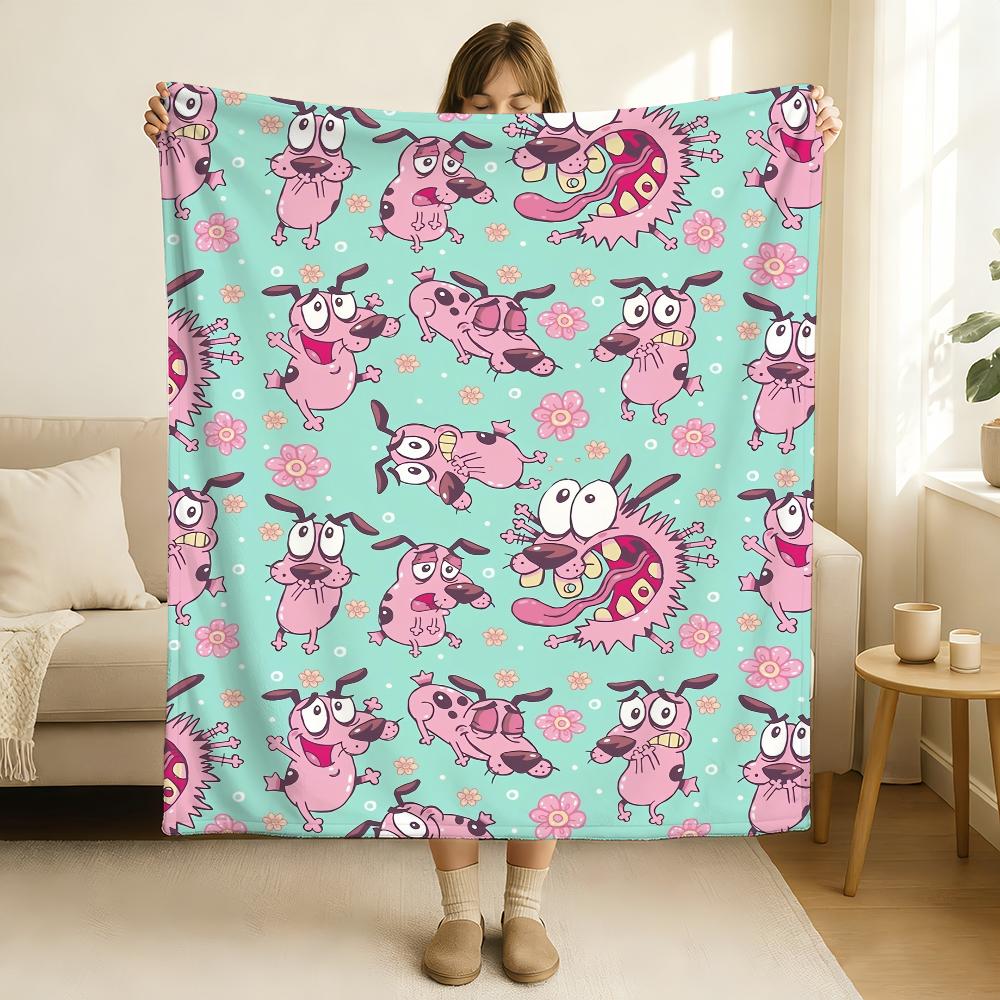 Coperta Cartoon C-Courage the C-Cowardly D-Dog Morbida e Delicata sulla Pelle per Divano Letto Pisolino Copriletto Piumone per Tutte le Stagioni