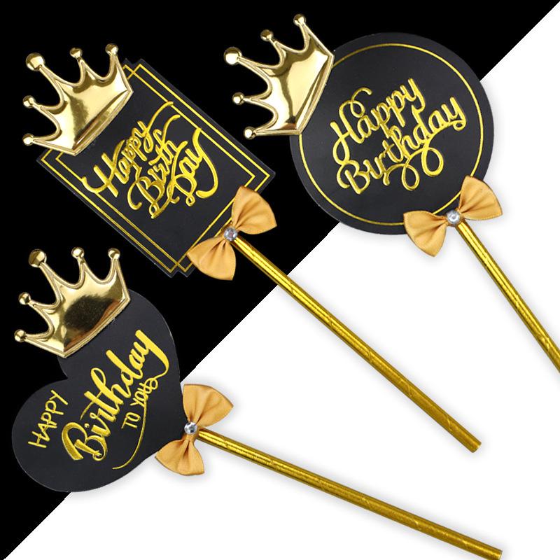 Gold Crown "Happy Birthday" Cake Topper Decoration