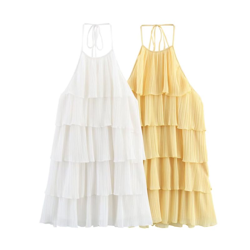 Zbzr Spring New Women Clothes Western Style Fashion Hanging Collar Laminated Decoration Dress 1165452 300