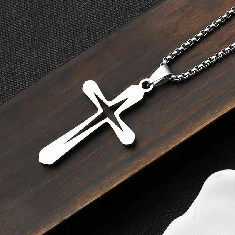 Hollow Starry Sky Cross Pendant Titanium Steel Minimalist Fashion Unisex Necklace Jewelry Accessory