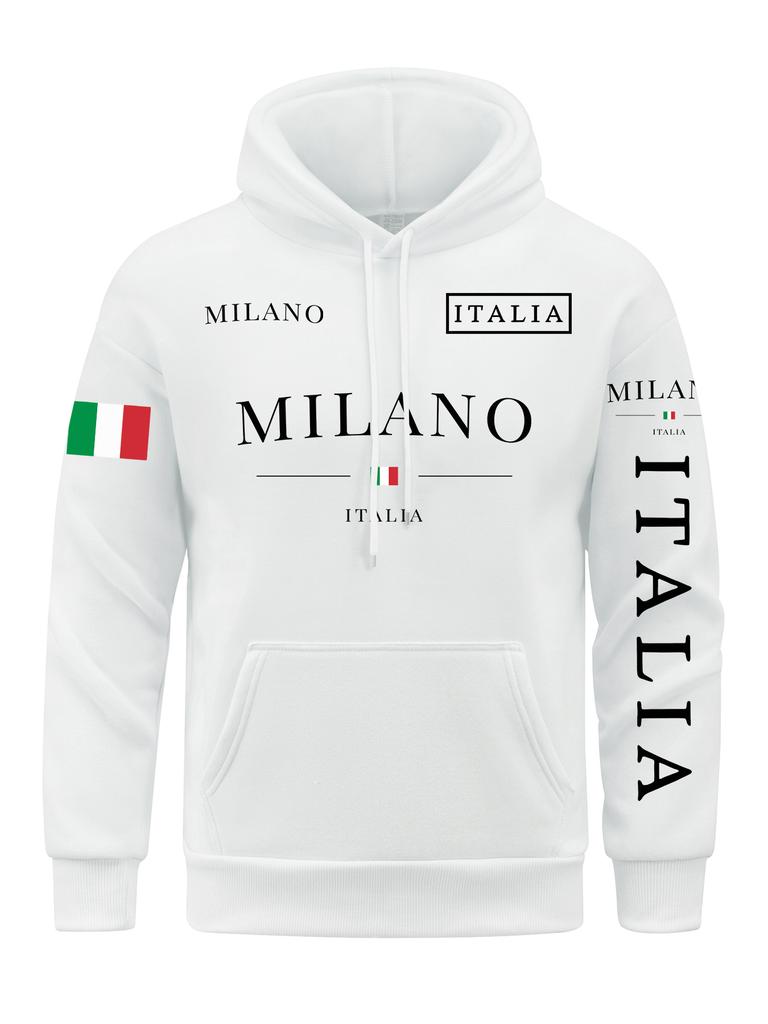 Flag Of Italy Men Hoodie Milan City Hoodies Fur-liner Fleece Hoody Man Casual Spring Autumn Clothing