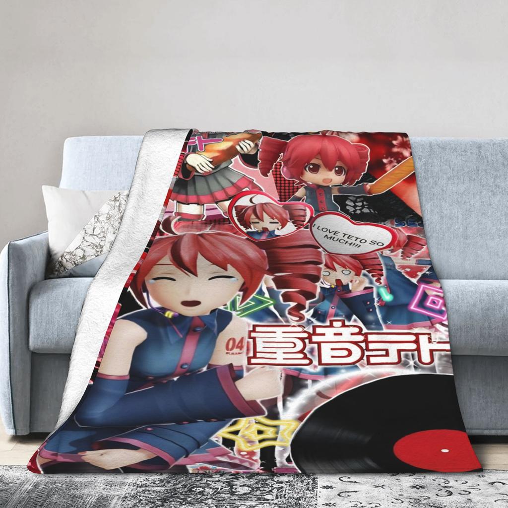 Pearto Poteto Anime Kasane Teto Virtual Singer Blanket Warm Soft Plush Bedding Throws For Home Decor Flannel Bedspread Bed Cover