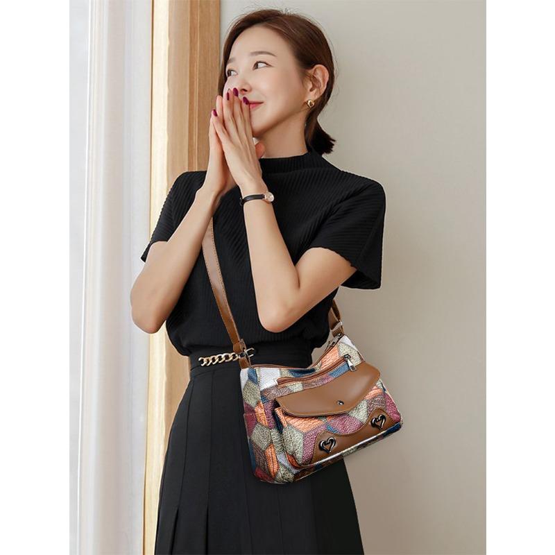 Geantă casual de umăr crossbody pentru femei, cu blocuri de culoare