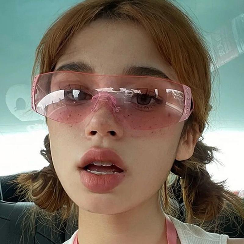 2000S Retro One Piece Sunglasses Women Men Luxury Oversized Wrap Around Sun Glasses UV400 Ladies New Fashion Eyewear Shades