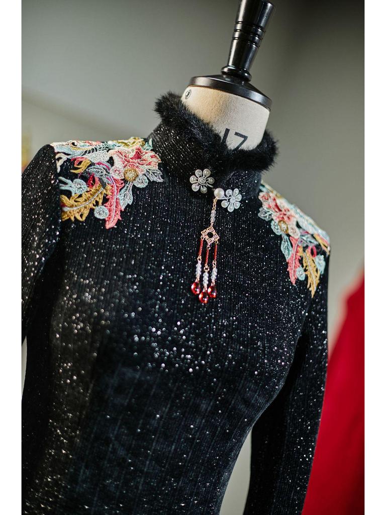 2024 Winter Elegantes Rotes Cheongsam Toastkleid: Bequeme, modische Brautmode im chinesischen Stil