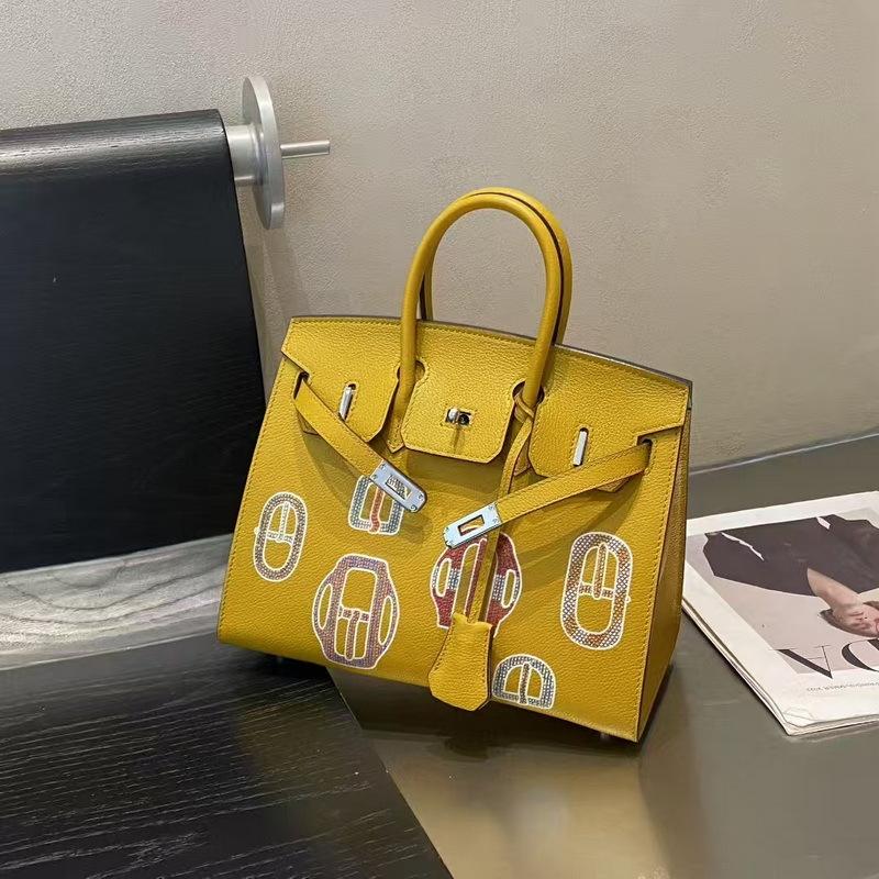 TOGO Leder Perlen besticktes Abzeichen Platin Tasche (B13-25BK)