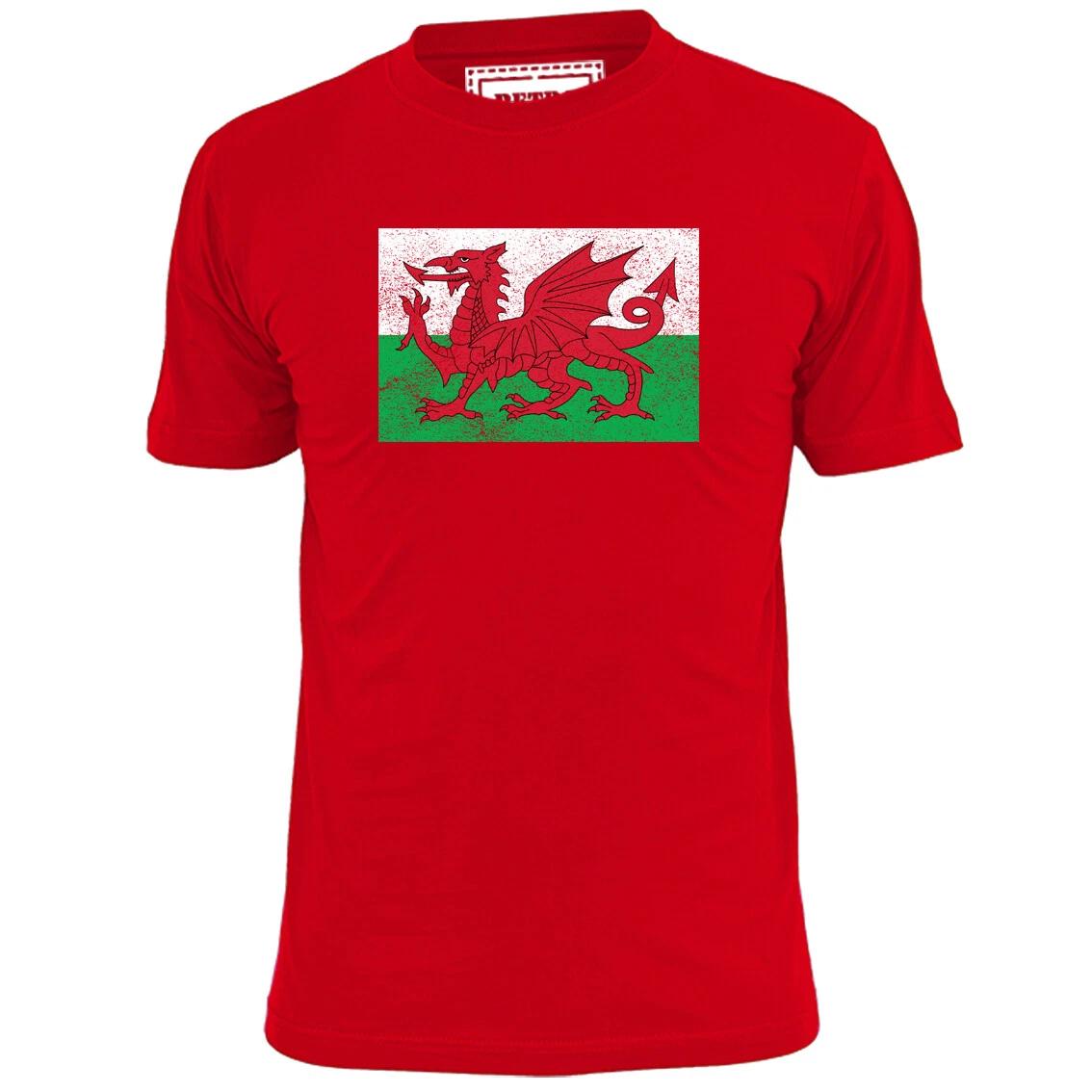 Mens Distressed Welsh Flag T shirt Rugby Football Six Nations Wales S