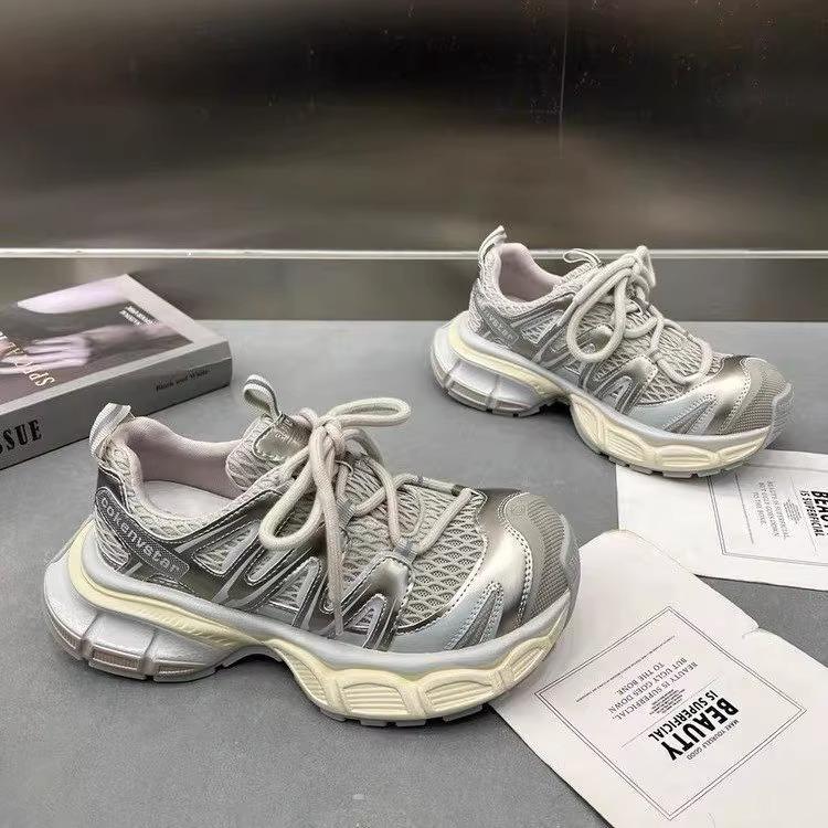 Mesh breathable dad shoes 2025 spring and summer new big head thick sole lightweight running sneakers women's shoes