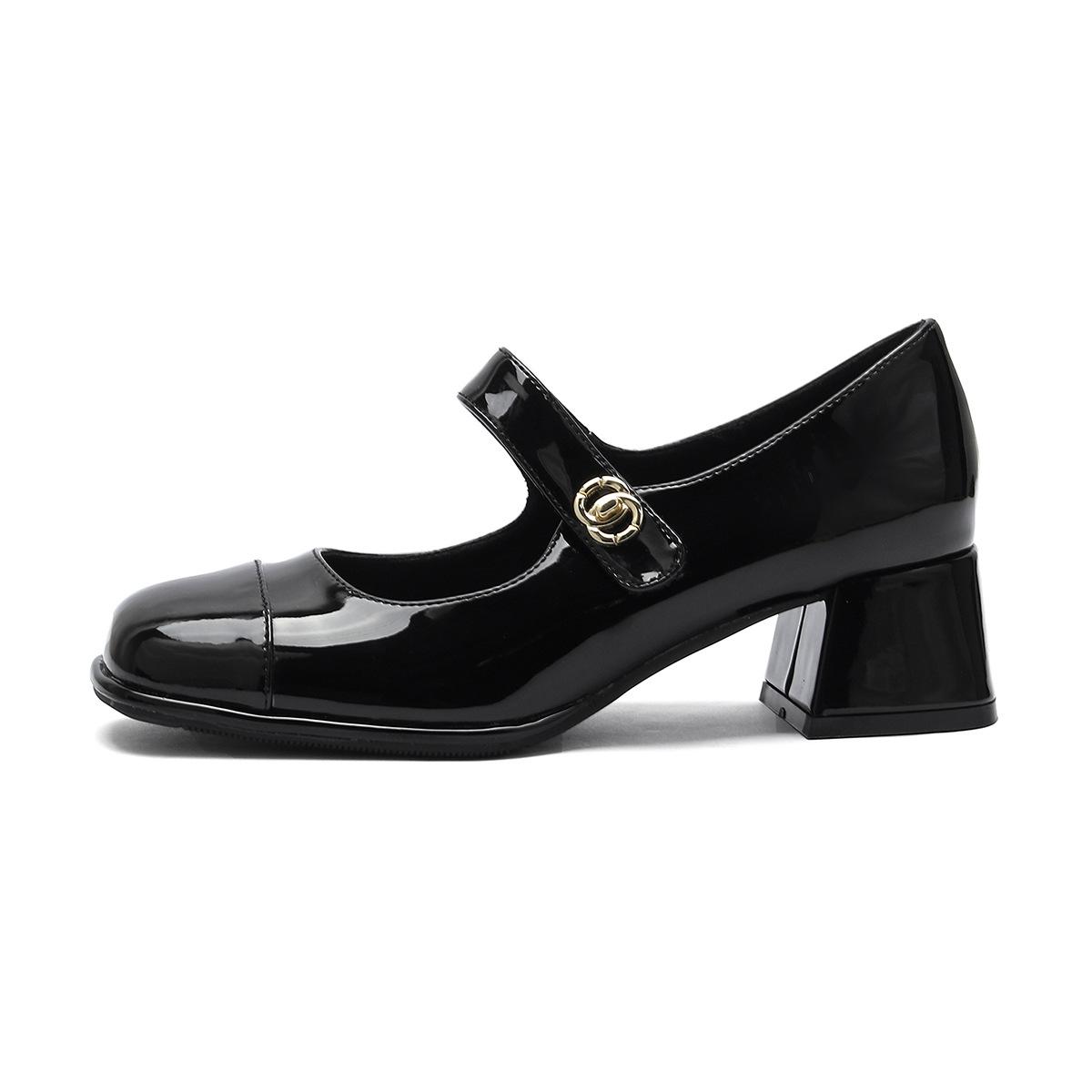 

Классические универсальные туфли Мэри Джейн с круглым носком и толстым каблуком. Маленькие кожаные туфли для женщин. 34