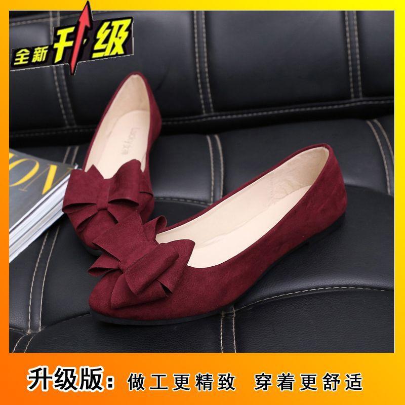Flat-bottomed Versatile Doudou Shoes 2025 Spring New Bow Internet Celebrity Pointed Head Shallow Mouth Single Shoes Women