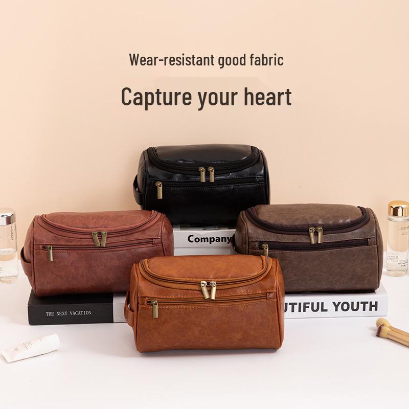 Men's PU Leather Hanging Toiletry Bag – Cross-Border Travel Essentials