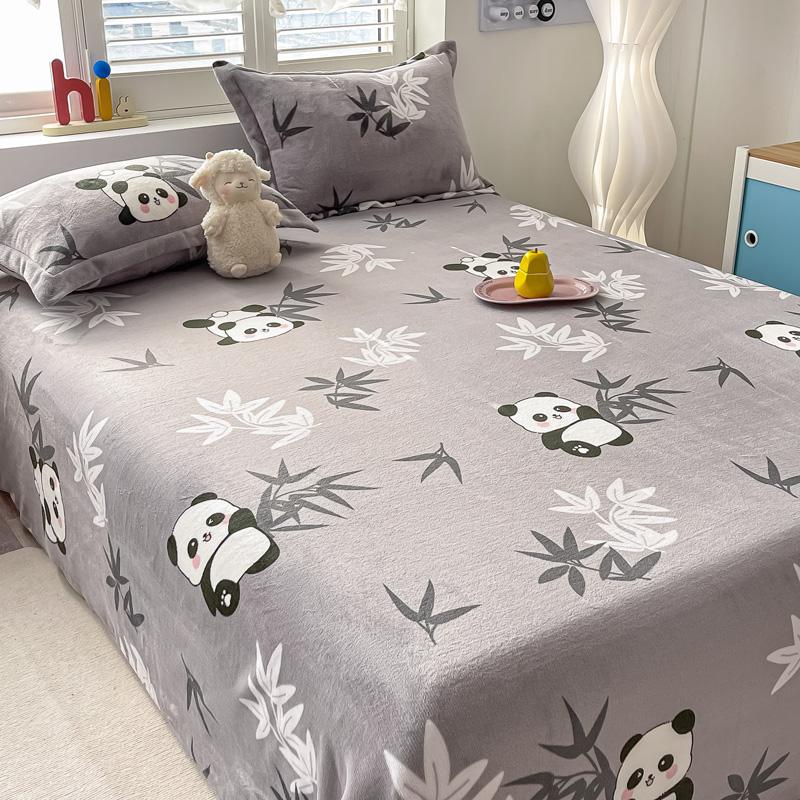 Cartoon Style Bedsheet Velvet Bed Linen Skin-friendly Flat Sheet Warm Bed Sheet for Winter Home Sheets Sabanas (No Pillowcase)