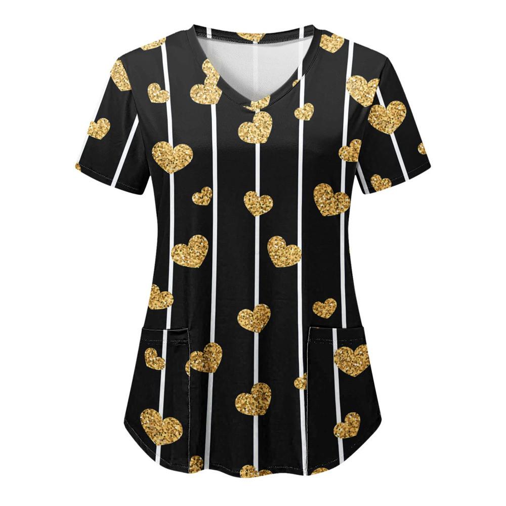 

Love Nursing Scrubs Топи Уніформа медсестри Футболка з 3d-принтом тварин Жіноча мода Комбінезон з V-подібним вирізом Кишеня Медична уніформа Робочий одяг S