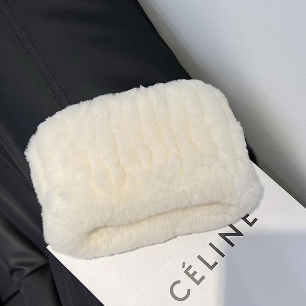 Women Handmade Stretch Real Rabbit Fur Scarf Knit Genuine Rex Rabbit Fur Headbands Girls Natural Rabbit Fur Ring Scarves