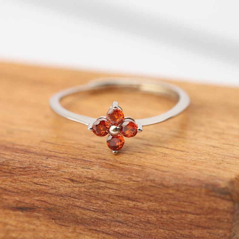 S925 Sterling Silver Four-Leaf Clover Diamond Ring - Light Luxury Design, Adjustable, Simple, and Fresh