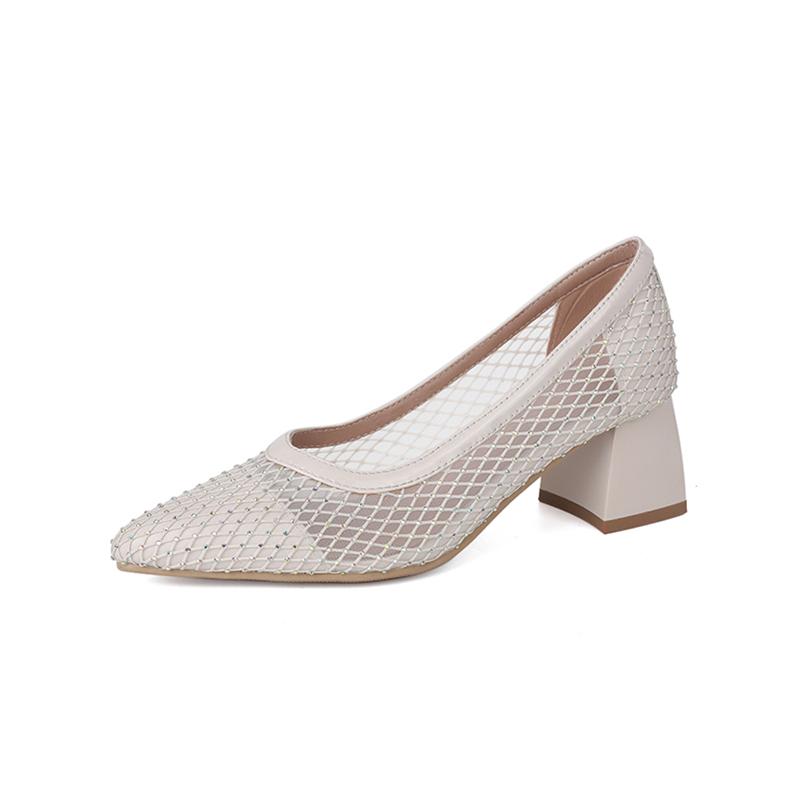 

Meotina Women Pumps Pointed Toe Thick High Heels Crystal Glove Shoes Ladies Fashion Shoes Spring Autumn White Almond 43 39 мигдалевий