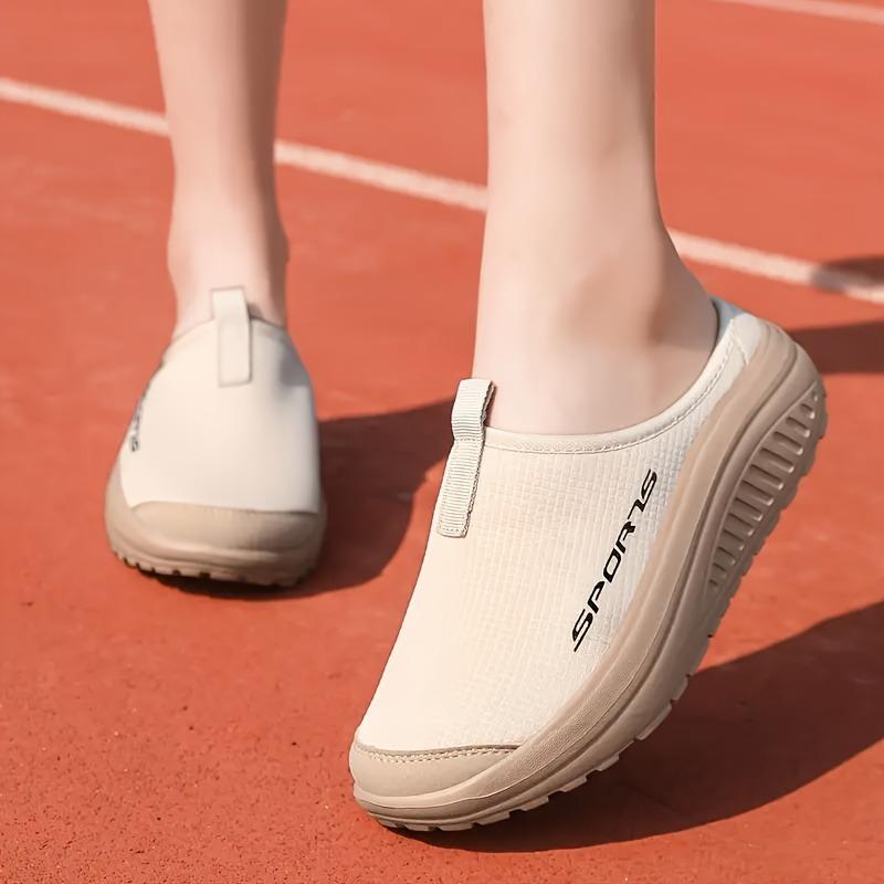 Codzienne buty podwyższające 2025 Nowe leniwe buty siatkowe na wiosnę i lato, oddychające buty z pojedynczej tkaniny z grubą podeszwą i półkapcie