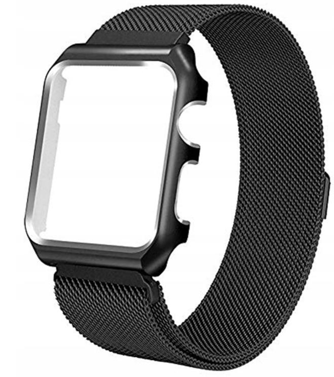 Metal Bracelet Band for Apple Watch Case Protection 44 Mm Black 2-in-1