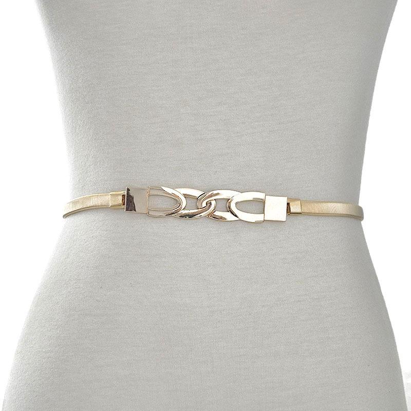 Meier Waist chain fashioneasiest for match double ring buckle metal spring elastic waist chain iron chain thin belt 65-90 золотой