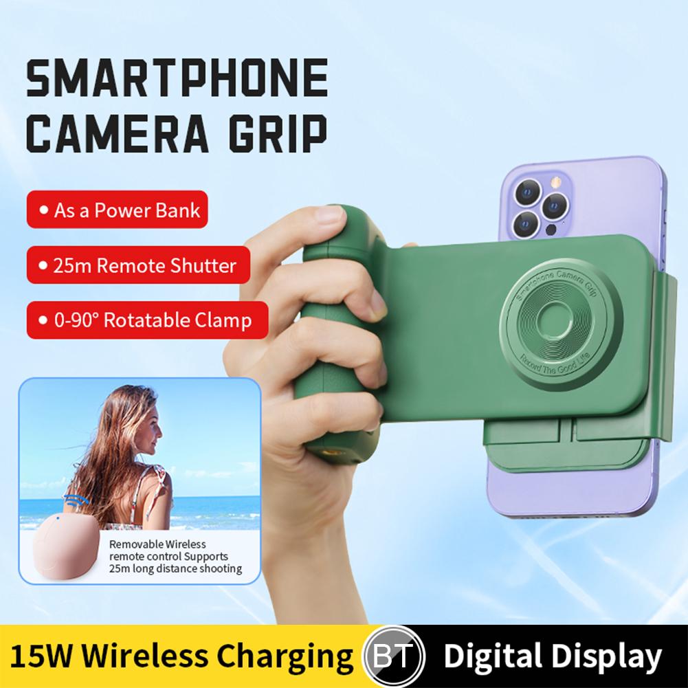 Desktop Wireless Charging Phone Stand with Detachable BT Wireless Remote Phone Holder Wireless Charger for Photo Video Shooting