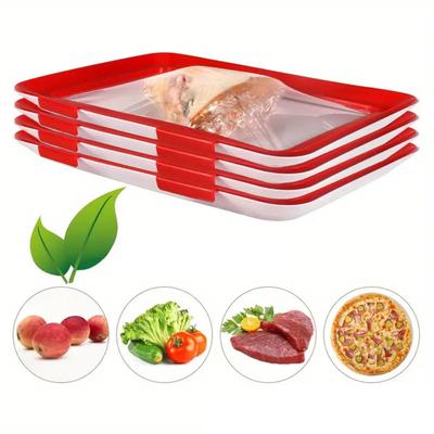 2 Pièces Plateau Alimentaire Design Empilable Plateau de Conservation des Aliments avec Étirement