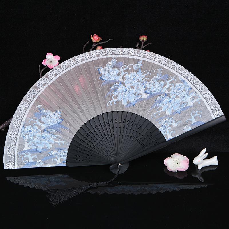 Chiński styl Retro Składany wachlarz Lato Wachlarz ręczny dla kobiet Wachlarz na imprezę do tańca Starożytny gruby, ale luźno tkany jedwab abanicos para boda