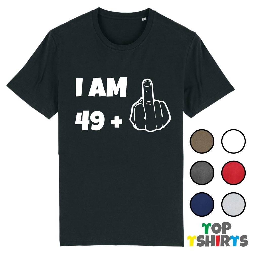 

50th Birthday FUNNY T-Shirt I AM 49 + 1 Middle Finger Swearing Joke Gift 2XL