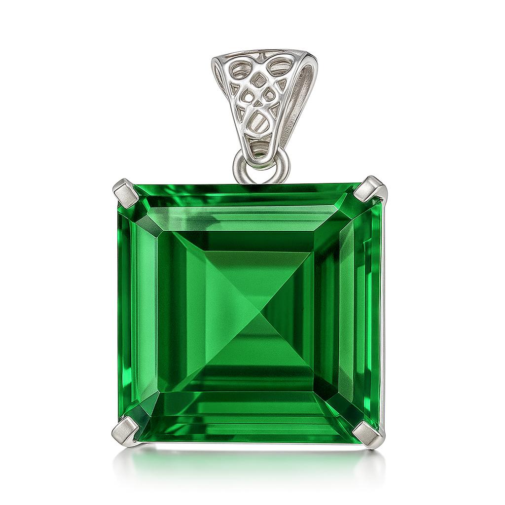 Certified 130 Ct Natural Green Topaz Pendant 925 Sterling Silver Rare Gemstone AI-34-NS