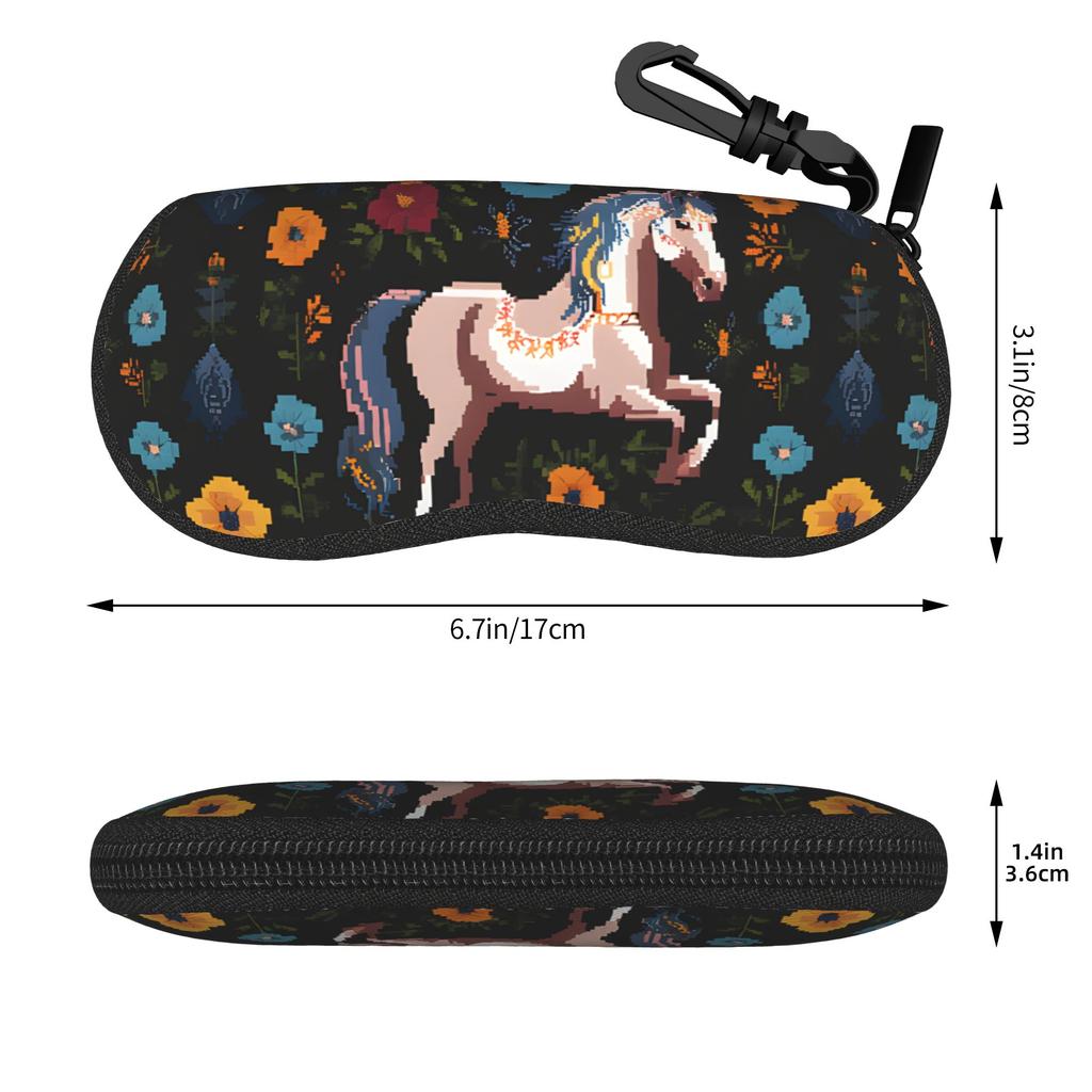 Colorful Running Horses Glasses Case Girls Lightweight Accessories Eyewear Box Cute Glasses Box