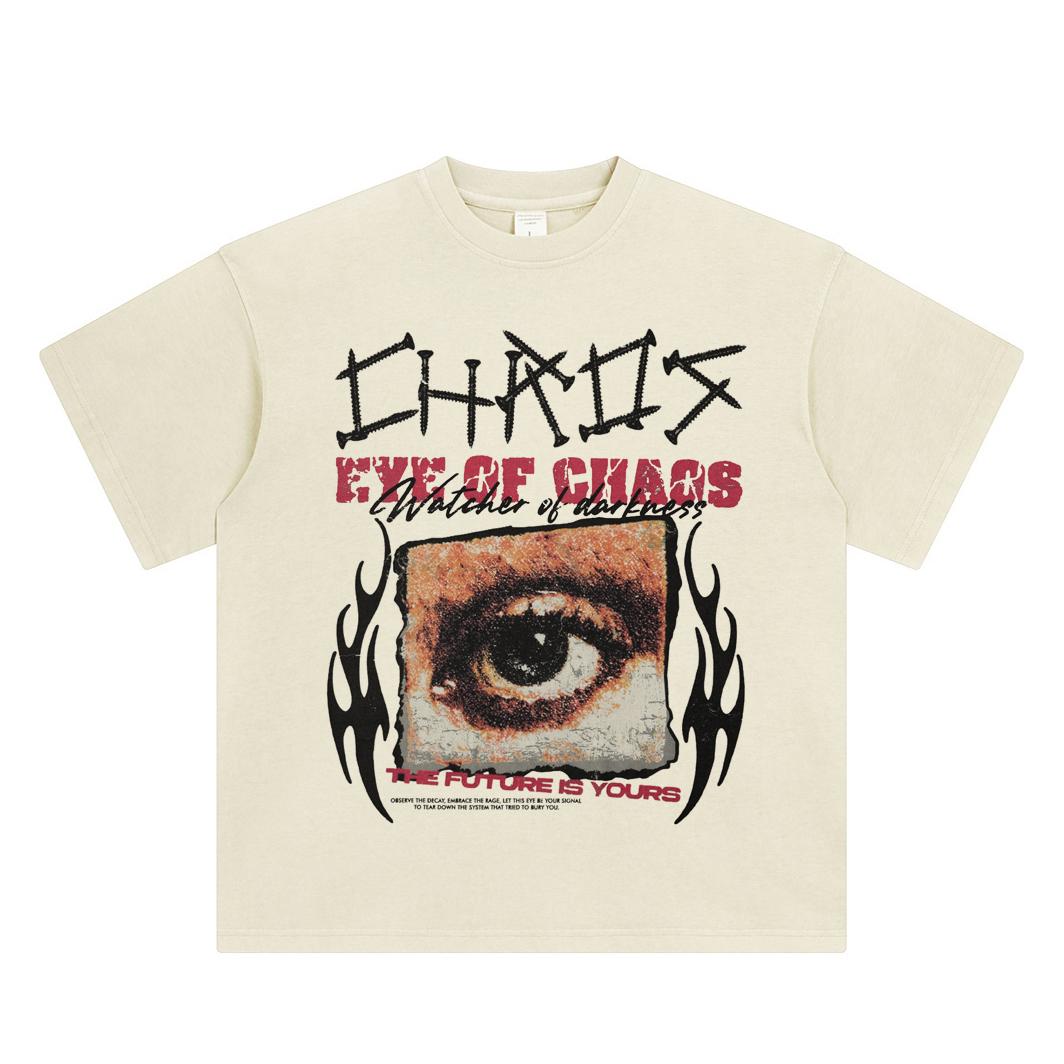 

EYE OF CHAOS Графическая футболка Хлопковая футболка Унисекс Топы Футболки Летняя с коротким рукавом Футболка S хаки