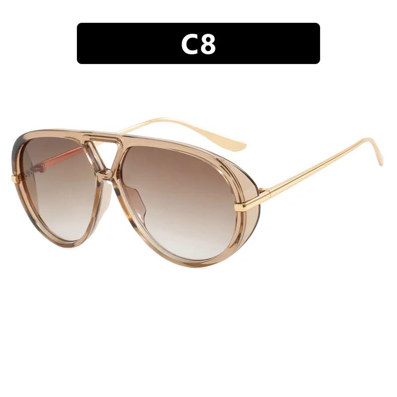 

Vintage Big Frame Pilot Sunglasses Women For Men Popular Luxury Brand Designer Sun Glasses Punk Rivet Oversized Shades Uv400 As the picture