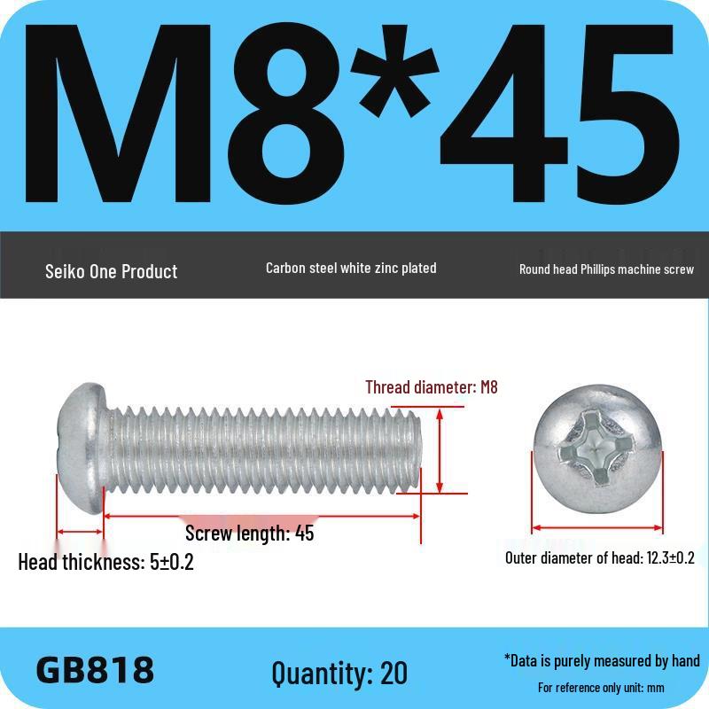 4.8 Grade Galvanized Phillips Round Head Screw (M2-M8)