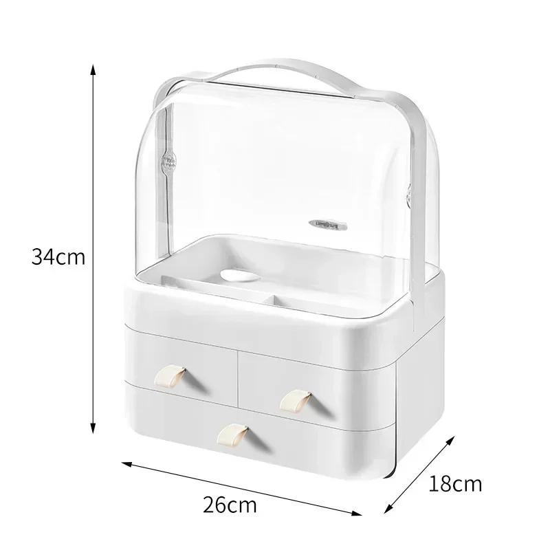 New Makeup Organizer Storage Box Dust-proof Desktop Drawer Jewelry Organizer Transparent Handle Skincare Storage Containers