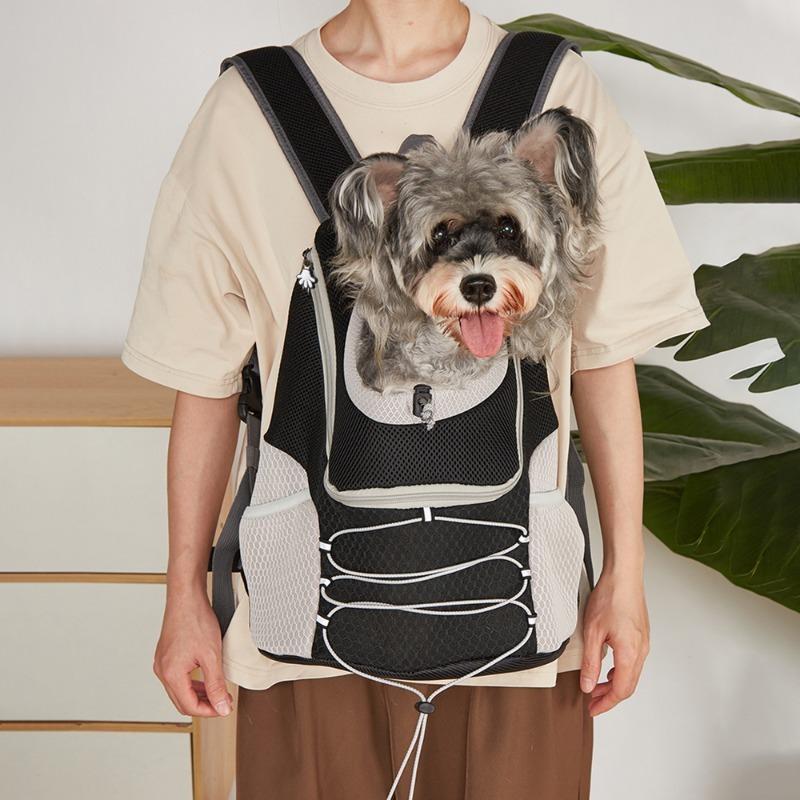 Breathable Mesh Pet Carrier Backpack - Chest Bag Adjustable Strap Safety Leash, for Cats Small Dogs Outdoor Walks