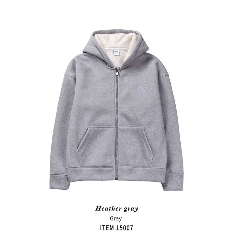 American-Style 520g Heavyweight Embroidered Lamb Wool Knit Cardigan for Men, Winter Thickened Sweatshirt, Export Men's Jacket