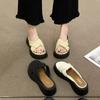 Foreign trade large size fashion outer wear one-word drag women in the summer of 2025 new thick-bottomed casual solid color sandals