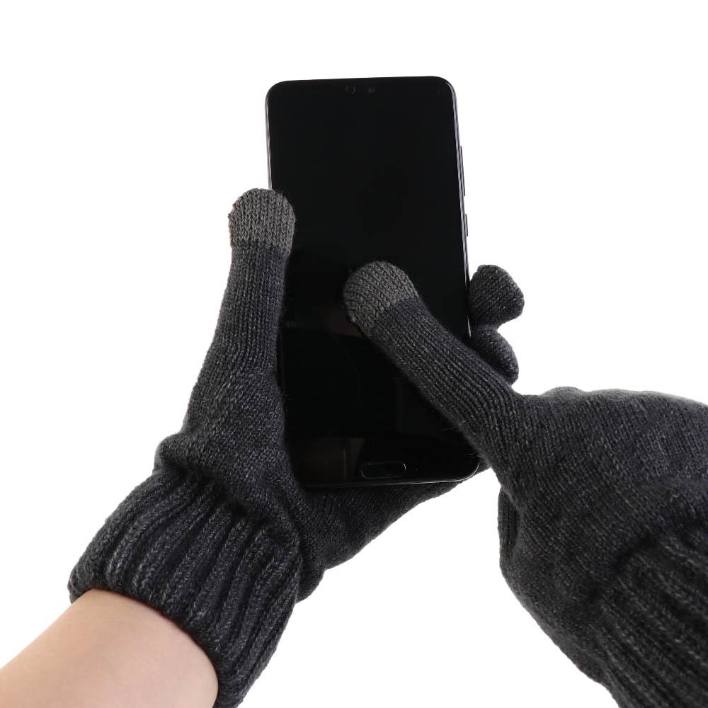 Męskie rękawiczki dzianinowe z ekranem dotykowym, jednokolorowe, z pełnymi palcami, antypoślizgowe, dzianinowe, wełniane, damskie