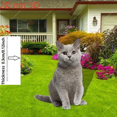 1pcs Cat Garden Stakes, Designed with Gray Feline Animals for Outdoor Flower Pot Decoration, an Ideal Gift for Cat Enthusiasts.