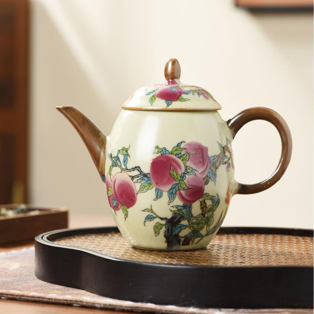 Ru kiln Jiutao series beam pot, teapot, tea maker, household ceramic tea set, tea maker, single pot opening can raise teapot