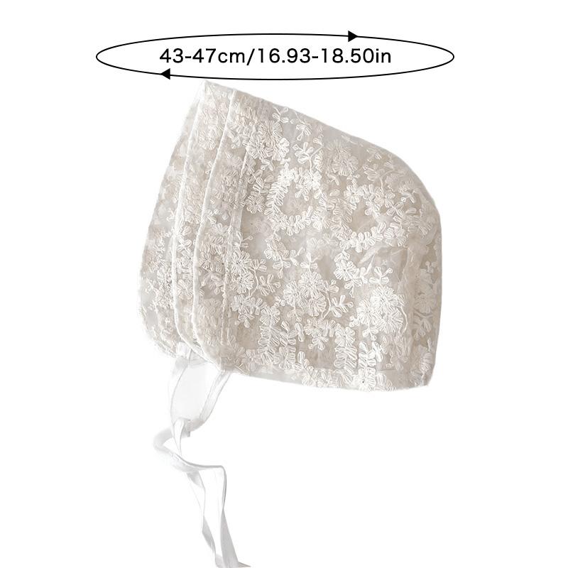 Embroidered Flower Lace Hat for Baby White Ruffle Lace Princess Cap Infant Girl Mesh Sun Hats Newborn Photography Props