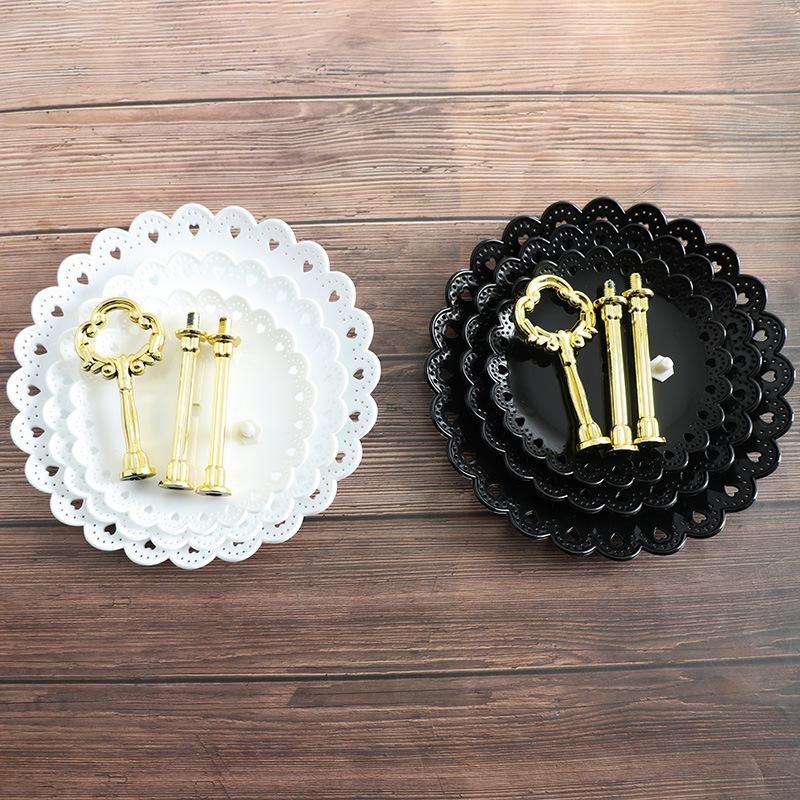 Hot Creative Petals Plastic Fruit Plate Three Layer Snack Rack Dry Fruit Storage Plate Multi Layer Fruit Plate Dessert Cake Rack