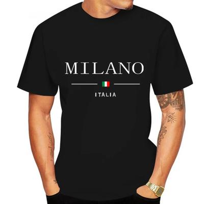 2024 Summer Fashion Milan Letter Print Men's Short Sleeve T-Shirt Casual Loose Quick-Drying Harajuku Street Jogging Sports Top