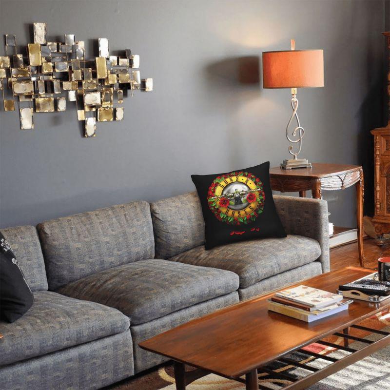 Guns N Roses Bullet Logo Luxury Throw Pillow Cover Decoration Heavy Metal Car Cushion