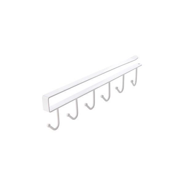 Iron Cabinet Storage Rack with 6 Multifunctional Nail-Free Hooks